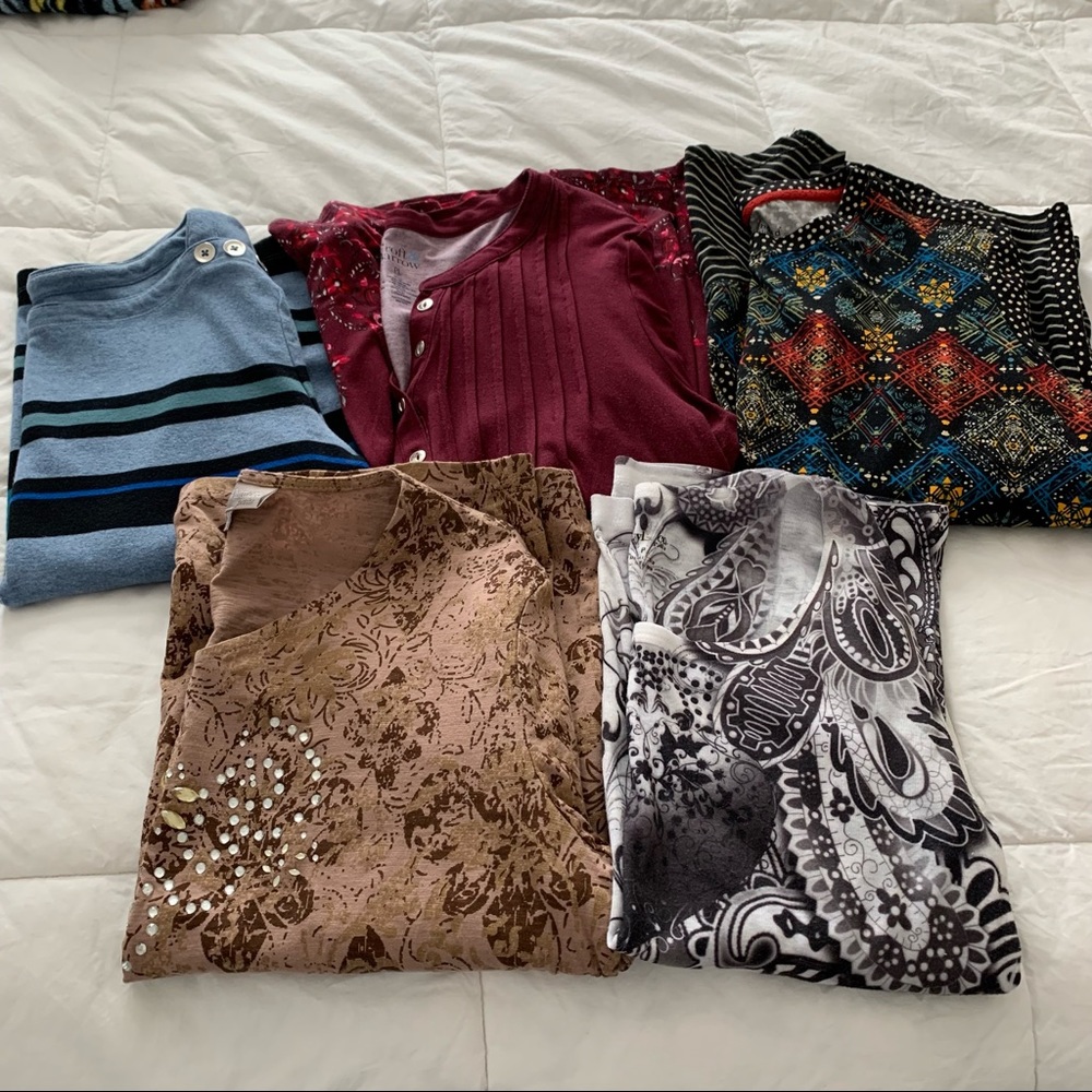 Lot of 5 Ladies Petite Large Blouses PL